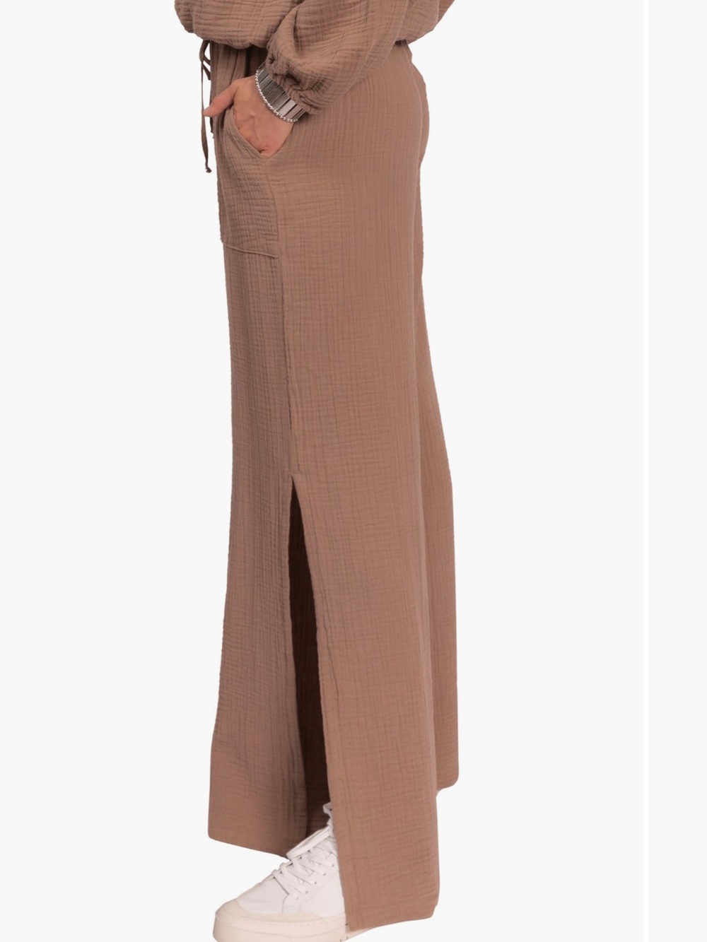 Everyday Ritual Riley Cotton Gauze Split Hem Pants - Picture 3 of 6
